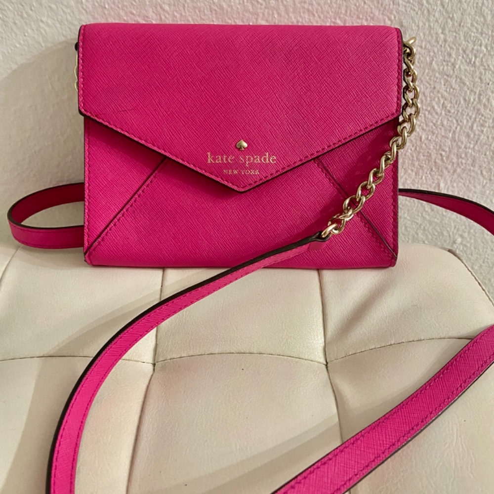 kate spade Hot Pink Envelope Crossbody with Gold Chain - Picture 5 of 5